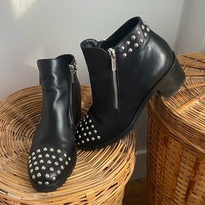 Sleek Black Studded Ankle Boots